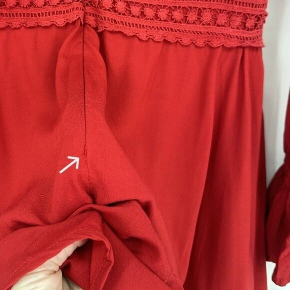 Cleobella Long Sleeve Ruffle Mini Dress Red Small - Picture 7 of 10